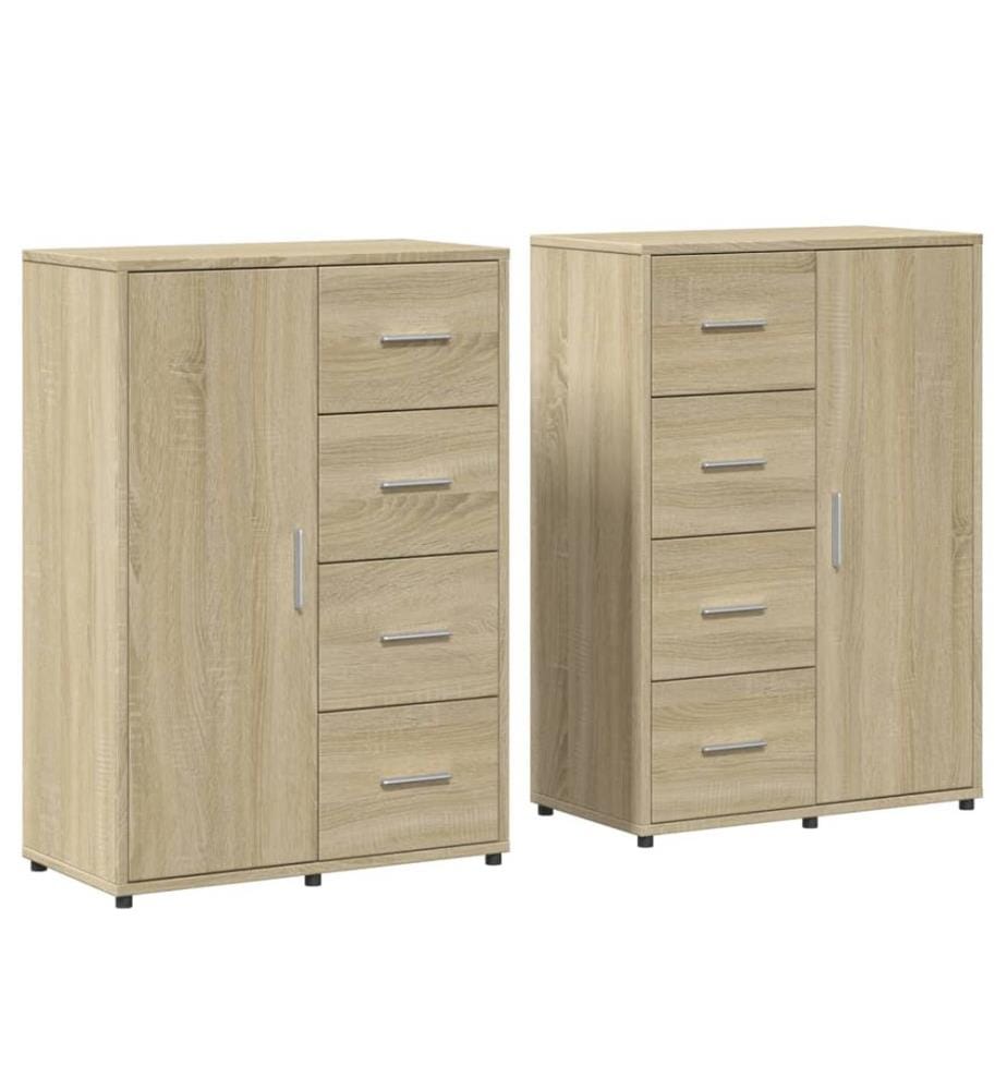 Buffets 2 pcs chêne sonoma 60x31x84 cm bois d'ingénierie