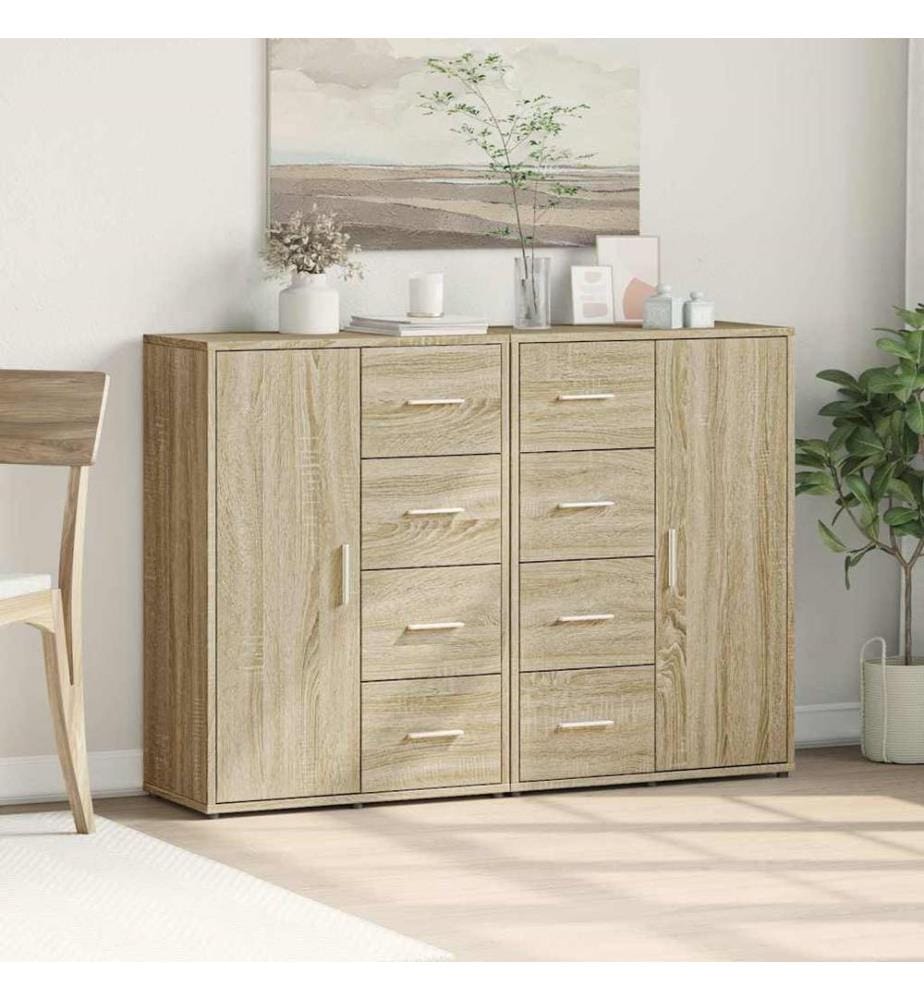 Buffets 2 pcs chêne sonoma 60x31x84 cm bois d'ingénierie