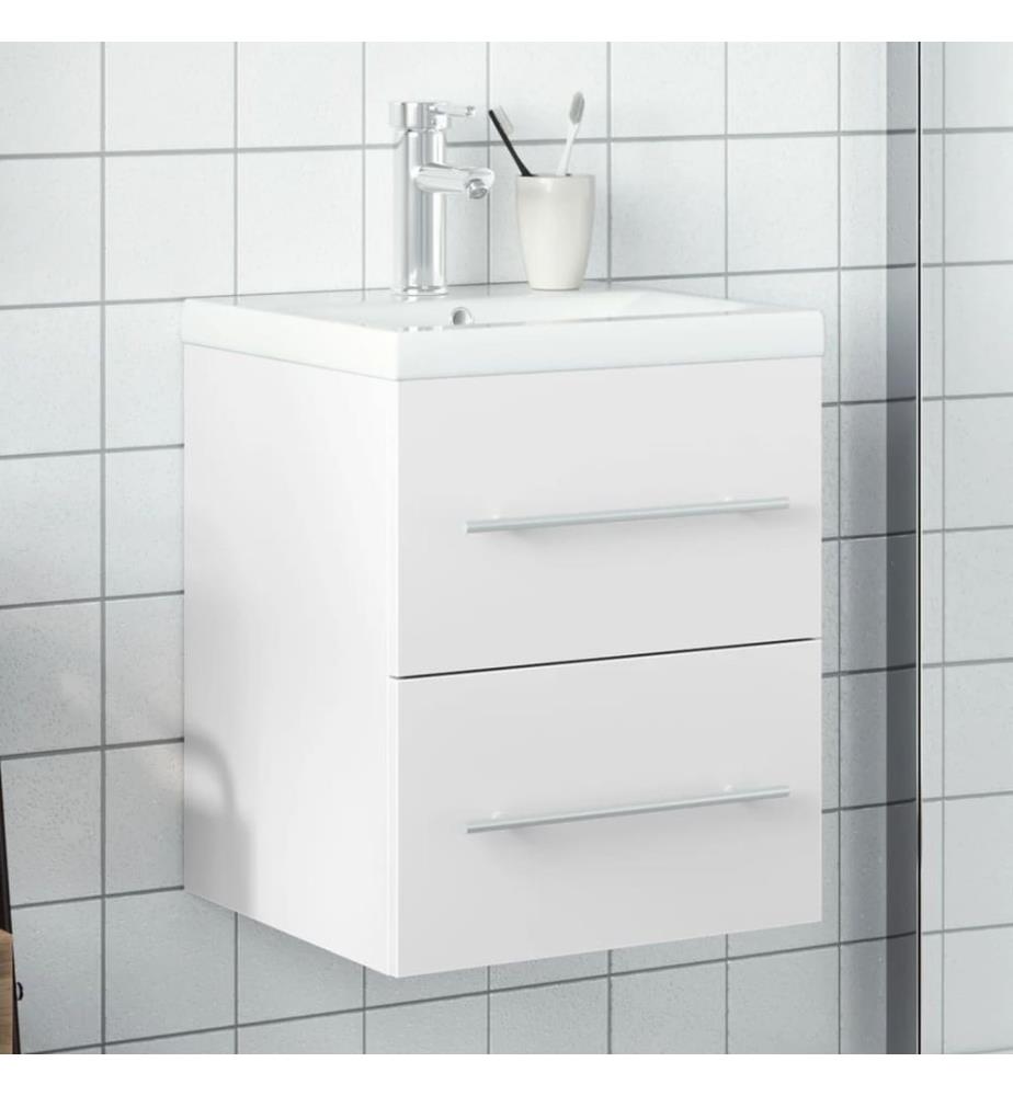 Waschbeckenunterschrank mit Einbaubecken Weiss