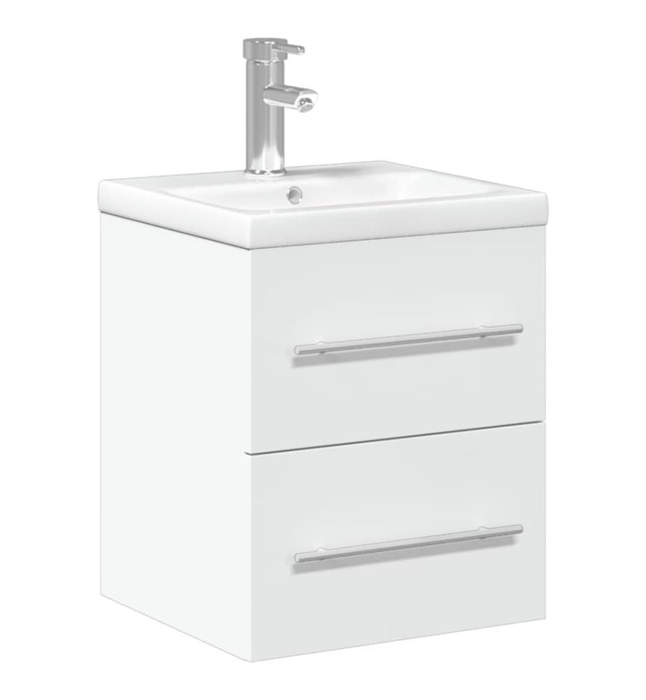 Waschbeckenunterschrank mit Einbaubecken Weiss