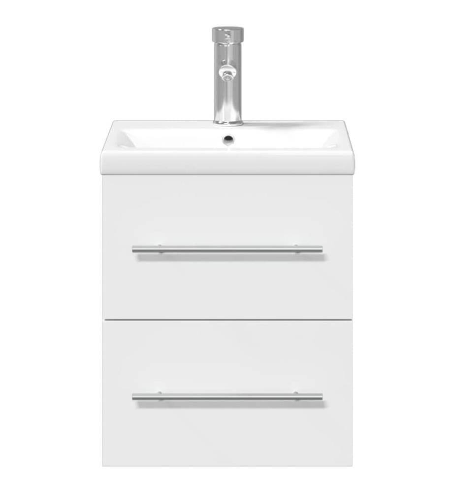Waschbeckenunterschrank mit Einbaubecken Weiss