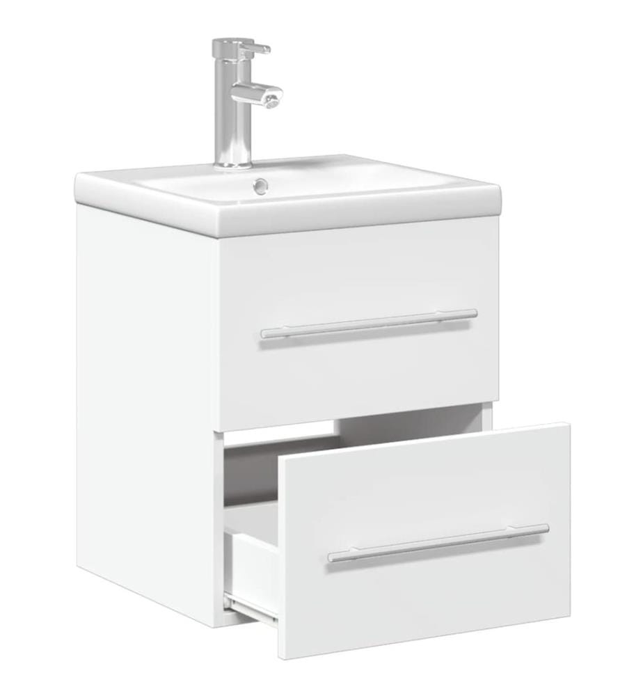 Waschbeckenunterschrank mit Einbaubecken Weiss