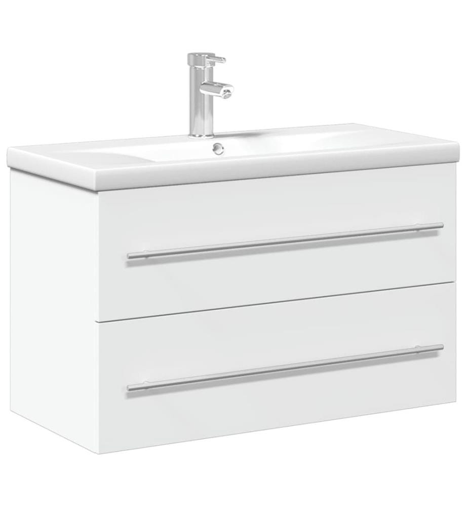 Waschbeckenunterschrank mit Einbaubecken Weiss