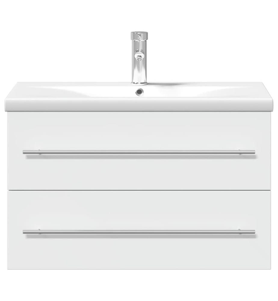 Waschbeckenunterschrank mit Einbaubecken Weiss