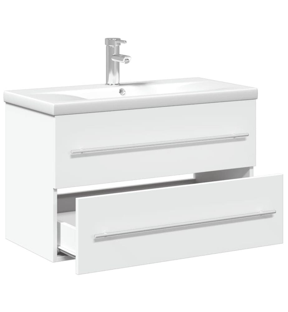 Waschbeckenunterschrank mit Einbaubecken Weiss