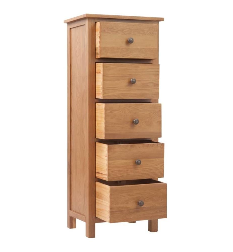 Hohe Kommode mit Schubladen 45x32x110 cm Massivholz Eiche