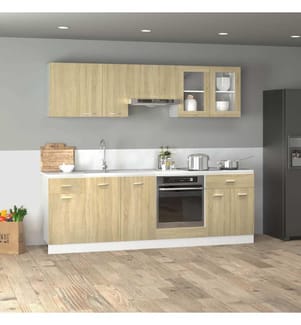 Ensemble de 8 meubles de cuisine "Lyon" en chêne Sonoma