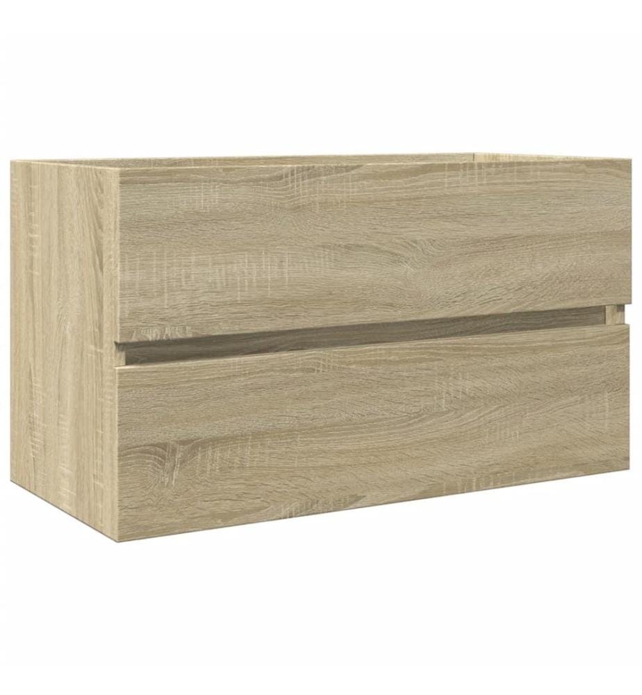Ensemble de meubles de bain 2pcs céramique et bois d'ingénierie