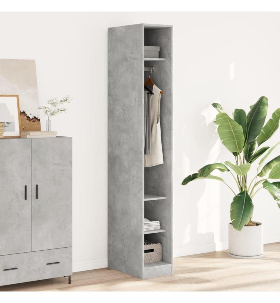 Garde-robe gris béton 30x50x200 cm bois d'ingénierie