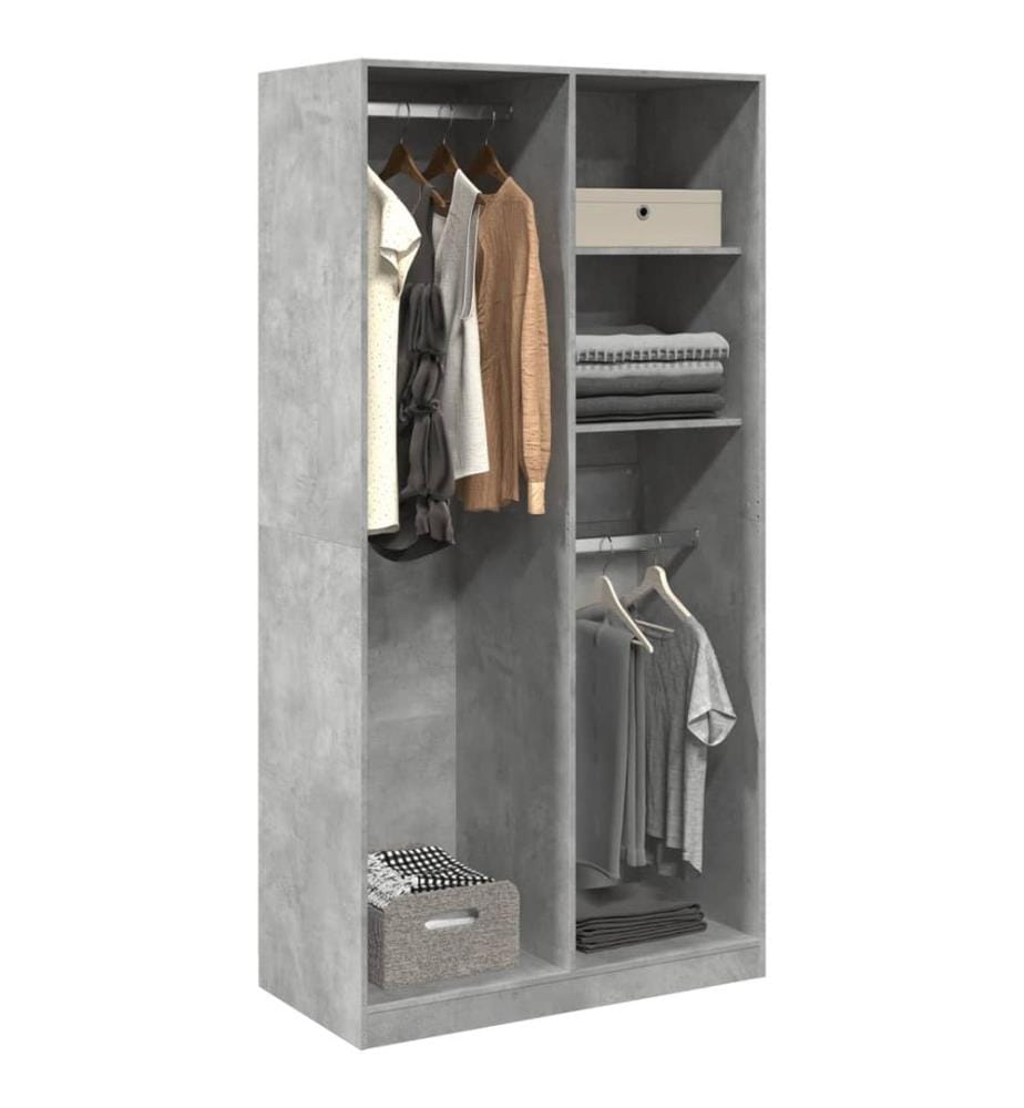 Kleiderschrank Betongrau 100x50x200 cm Holzwerkstoff