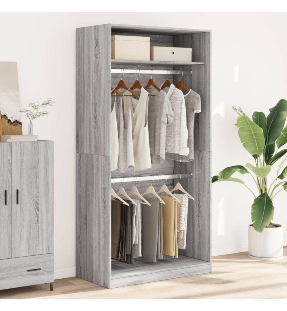 Kleiderschrank Grau Sonoma 100x50x200 cm Holzwerkstoff