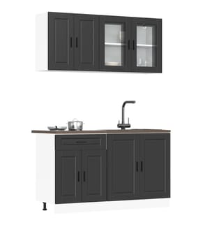 Ensemble de 4 meubles de cuisine "Porto" en bois d'ingénierie noir