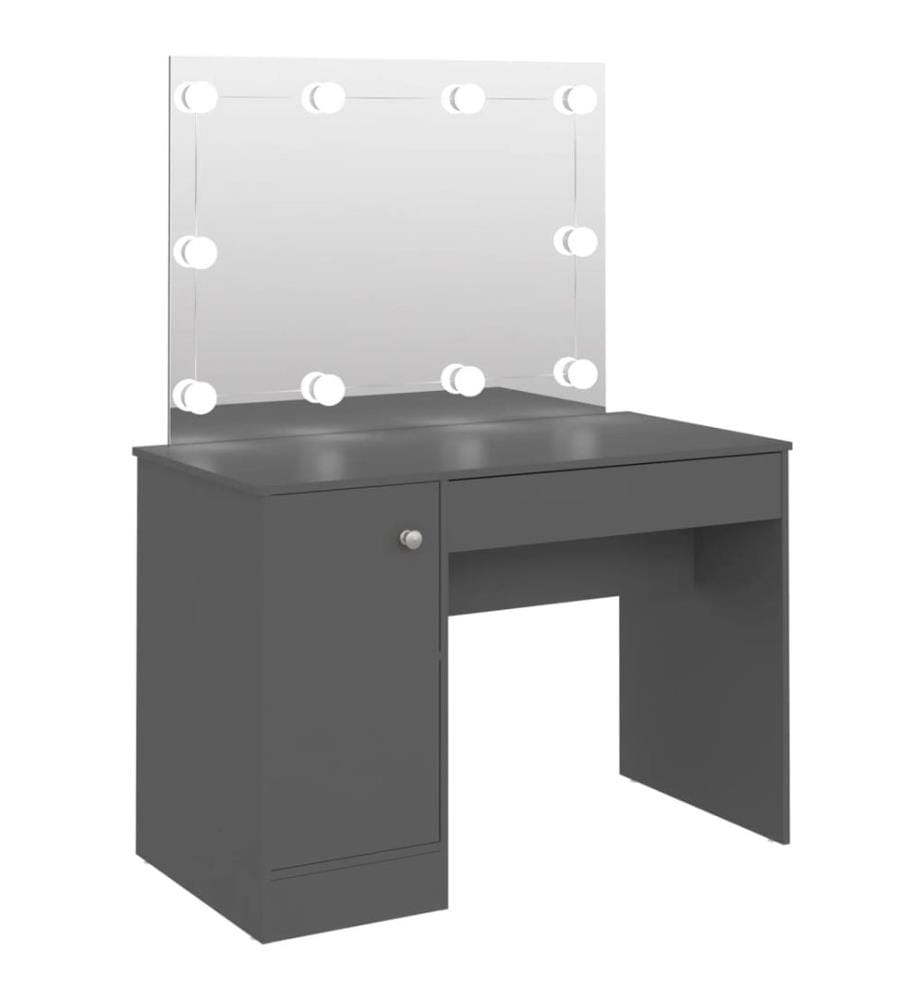 Schminktisch mit LED-Beleuchtung 110x55x145 cm MDF Grau