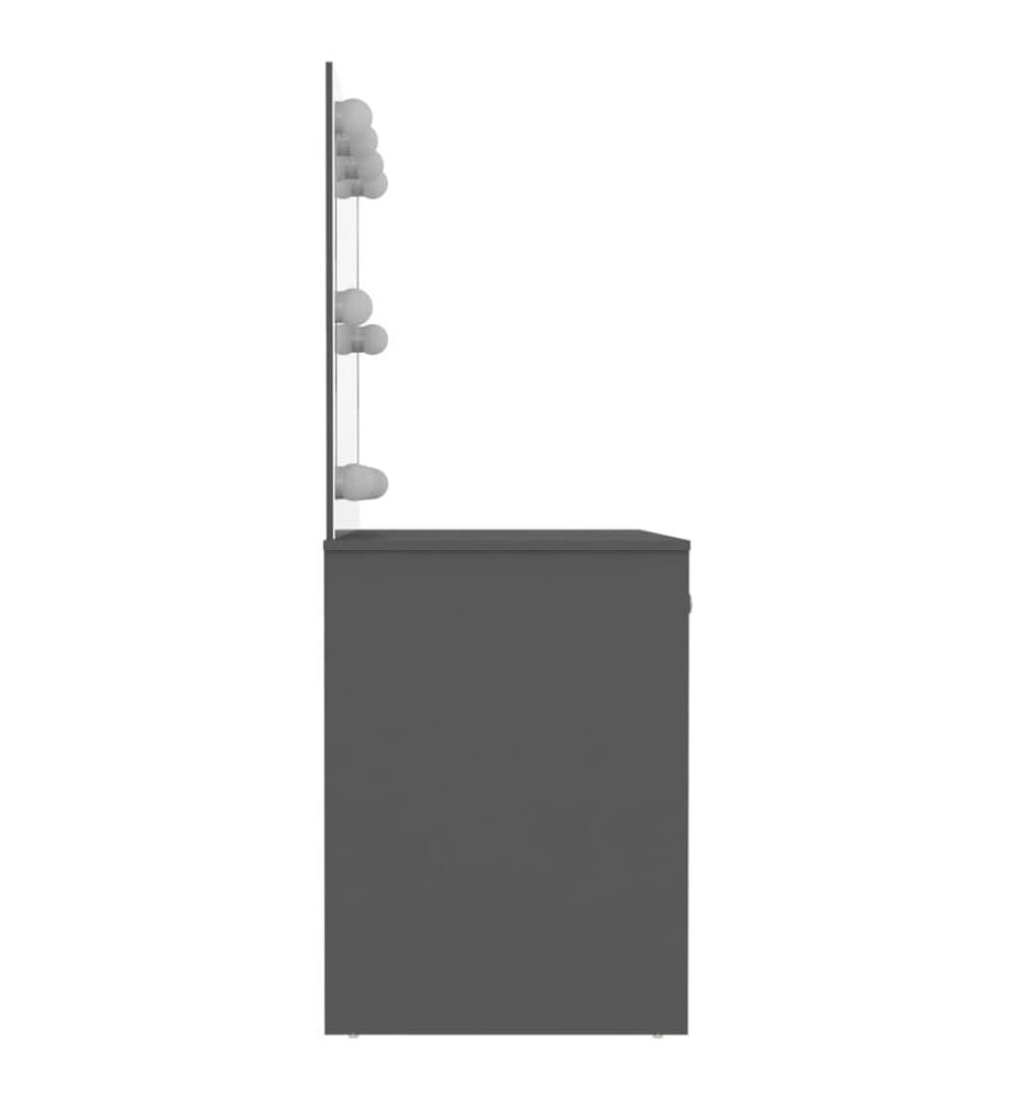 Schminktisch mit LED-Beleuchtung 110x55x145 cm MDF Grau