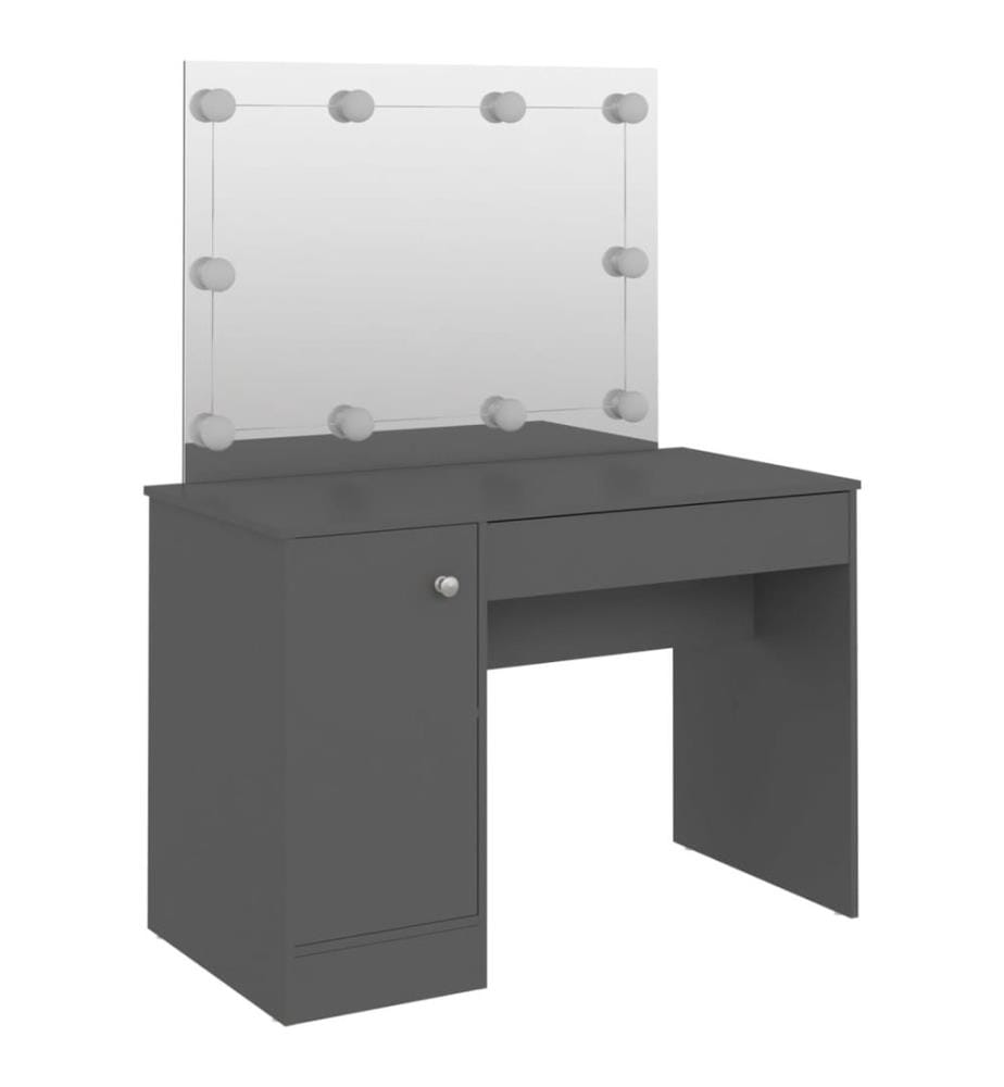 Schminktisch mit LED-Beleuchtung 110x55x145 cm MDF Grau