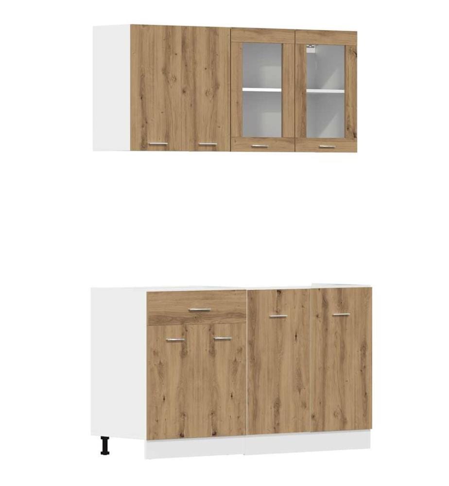 Ensemble de 4 meubles de cuisine "Lyon" en chêne artisanal