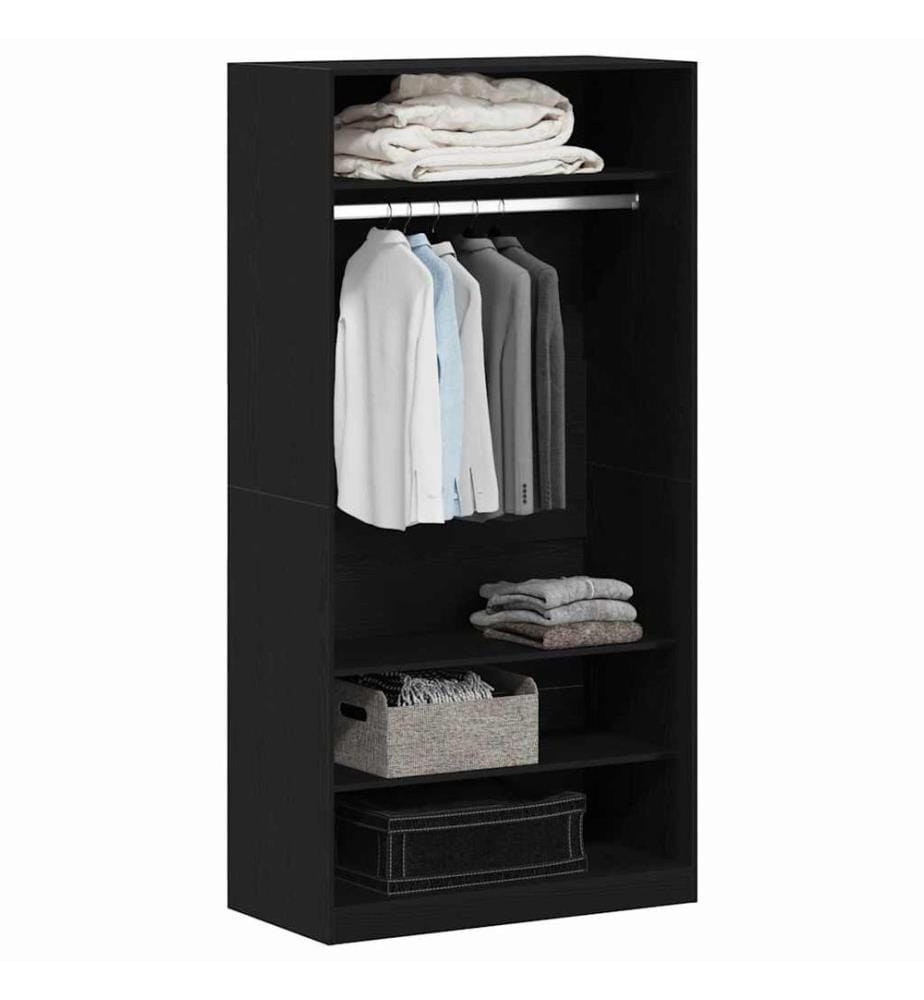 Kleiderschrank mit Regal Schwarz Eichen-Optik 100 x 50 x 200 cm