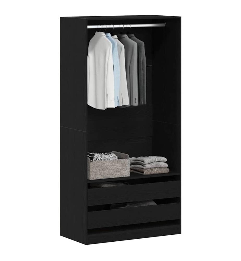 Kleiderschrank mit Regal Schwarz Eichen-Optik 100 x 50 x 200 cm