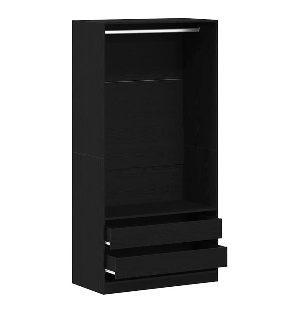 Kleiderschrank mit Regal Schwarz Eichen-Optik 100 x 50 x 200 cm