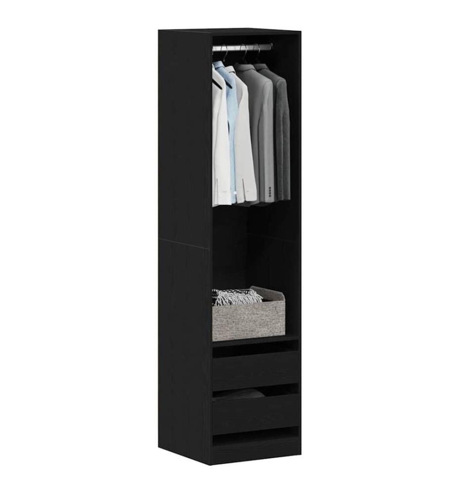 Kleiderschrank mit Regal Schwarz Eichen-Optik 50 x 50 x 200 cm