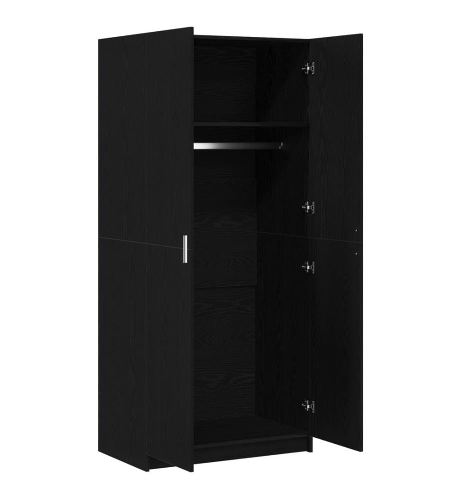Kleiderschrank mit Tür Schwarz Eichen-Optik 80 x 50,5 x 180 cm