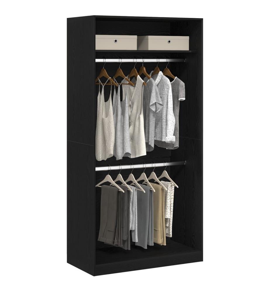 Kleiderschrank mit Regal Schwarz Eichen-Optik 100 x 50 x 200 cm