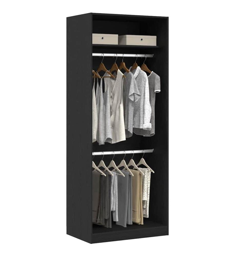 Kleiderschrank mit Regal Schwarz Eichen-Optik 80 x 50 x 200 cm