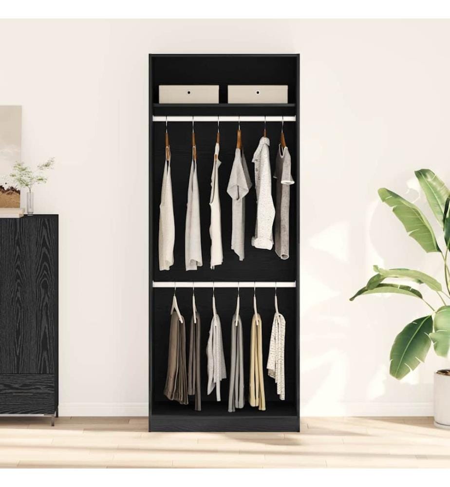 Kleiderschrank mit Regal Schwarz Eichen-Optik 80 x 50 x 200 cm