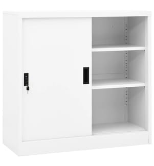 Büroschrank mit Schiebetür Weiss 90x40x90 cm Stahl