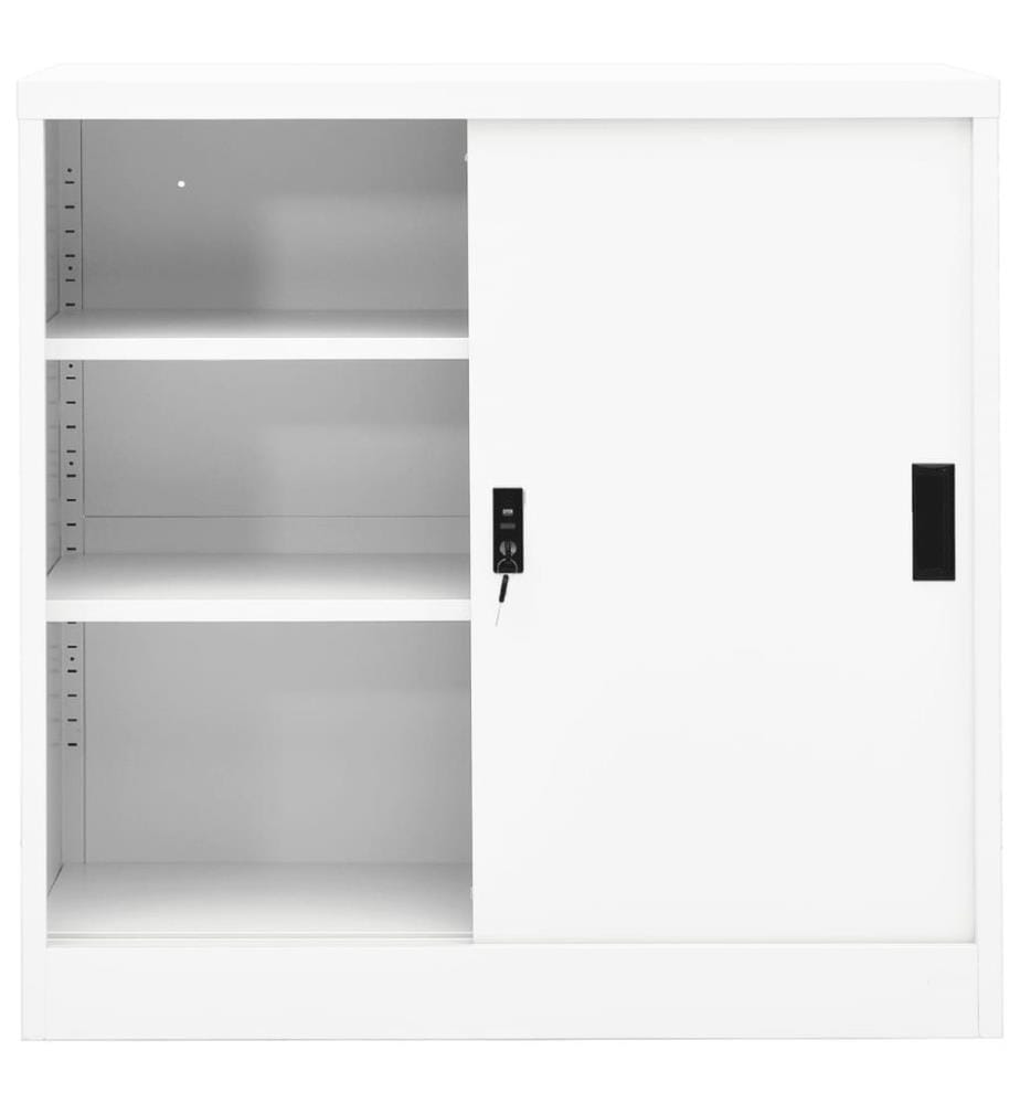 Büroschrank mit Schiebetür Weiss 90x40x90 cm Stahl