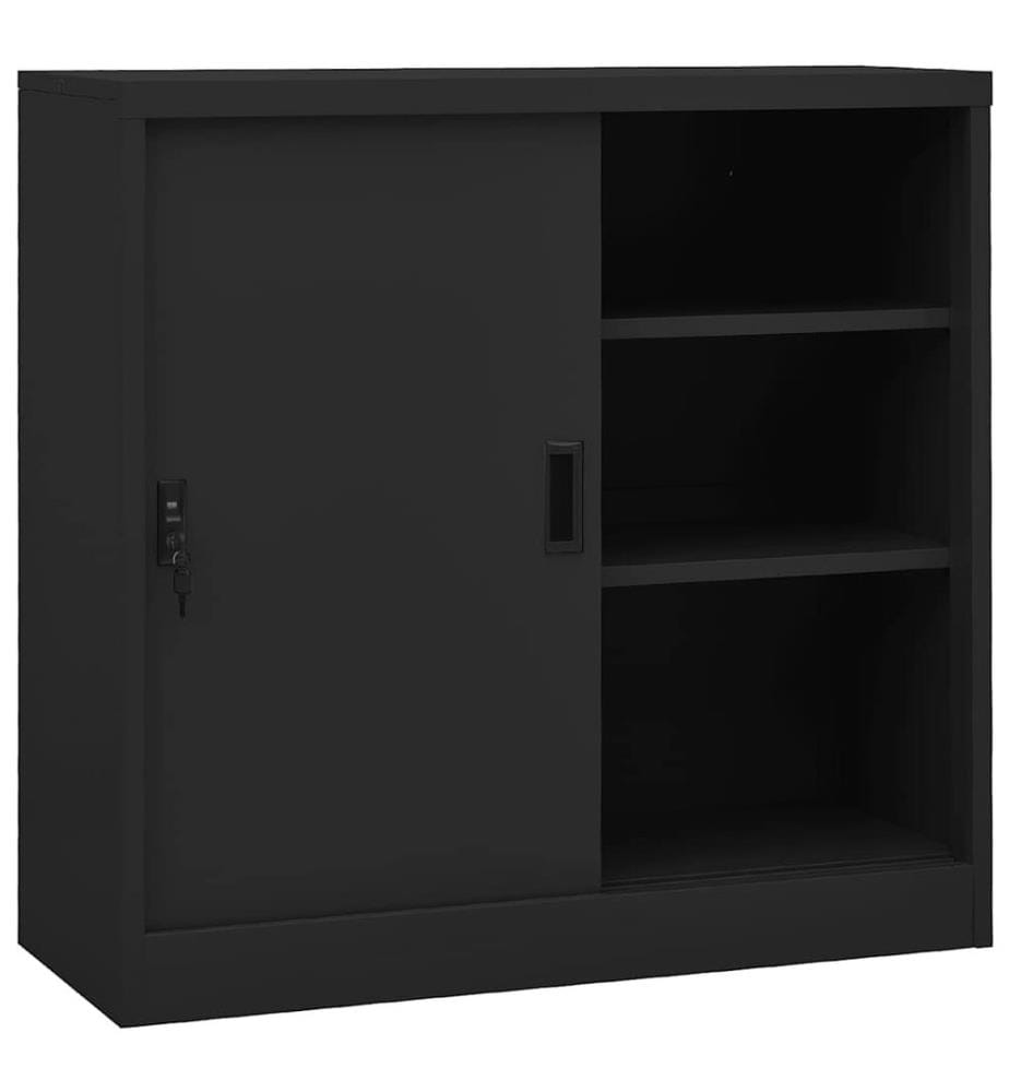 Büroschrank mit Schiebetür Anthrazit 90x40x90 cm Stahl