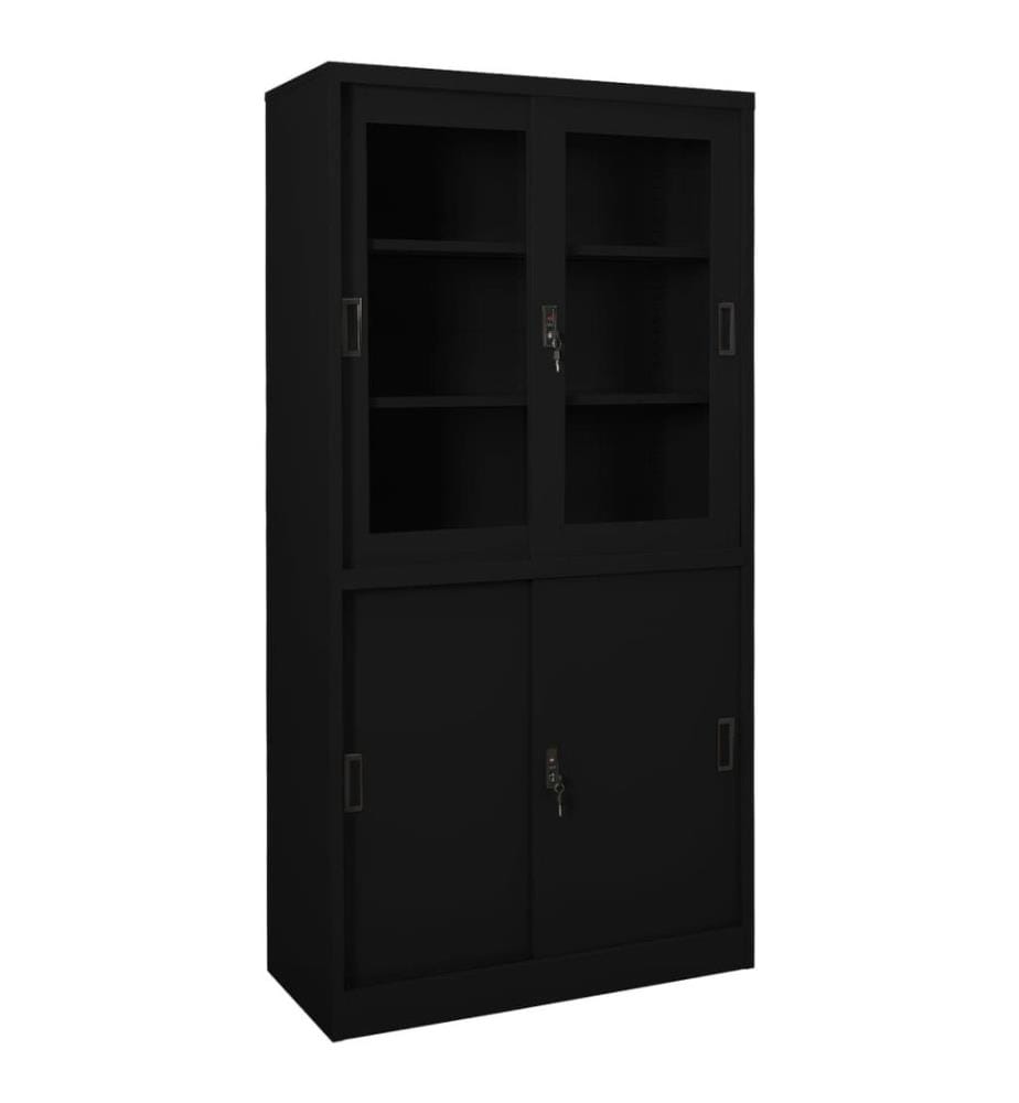 Armoire de bureau et porte coulissante Blanc 90x40x180 cm Acier
