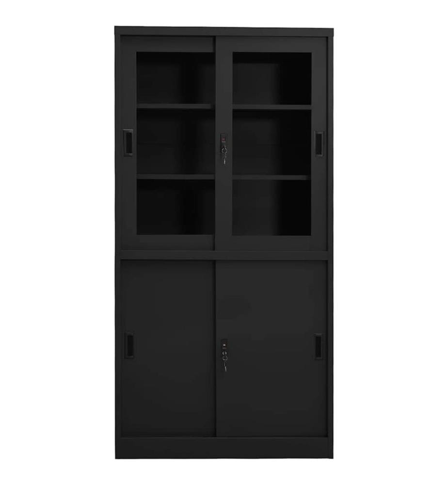 Armoire de bureau et porte coulissante Anthracite 90x40x180 cm