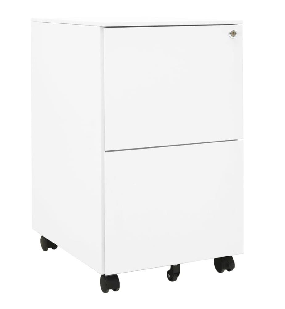 Aktenschrank mit Rollen Weiss 39x45x67 cm Stahl