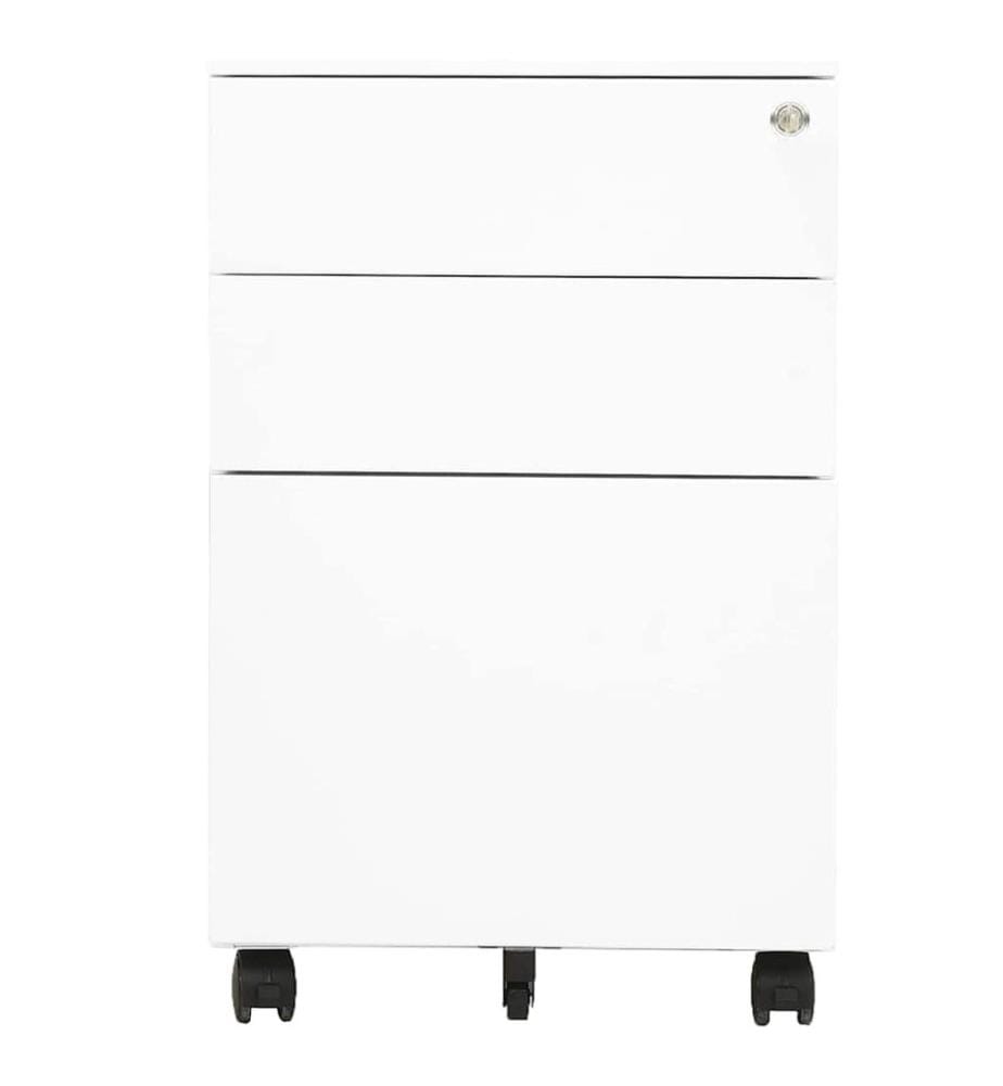 Aktenschrank mit Rollen Weiss 39x45x60 cm Stahl