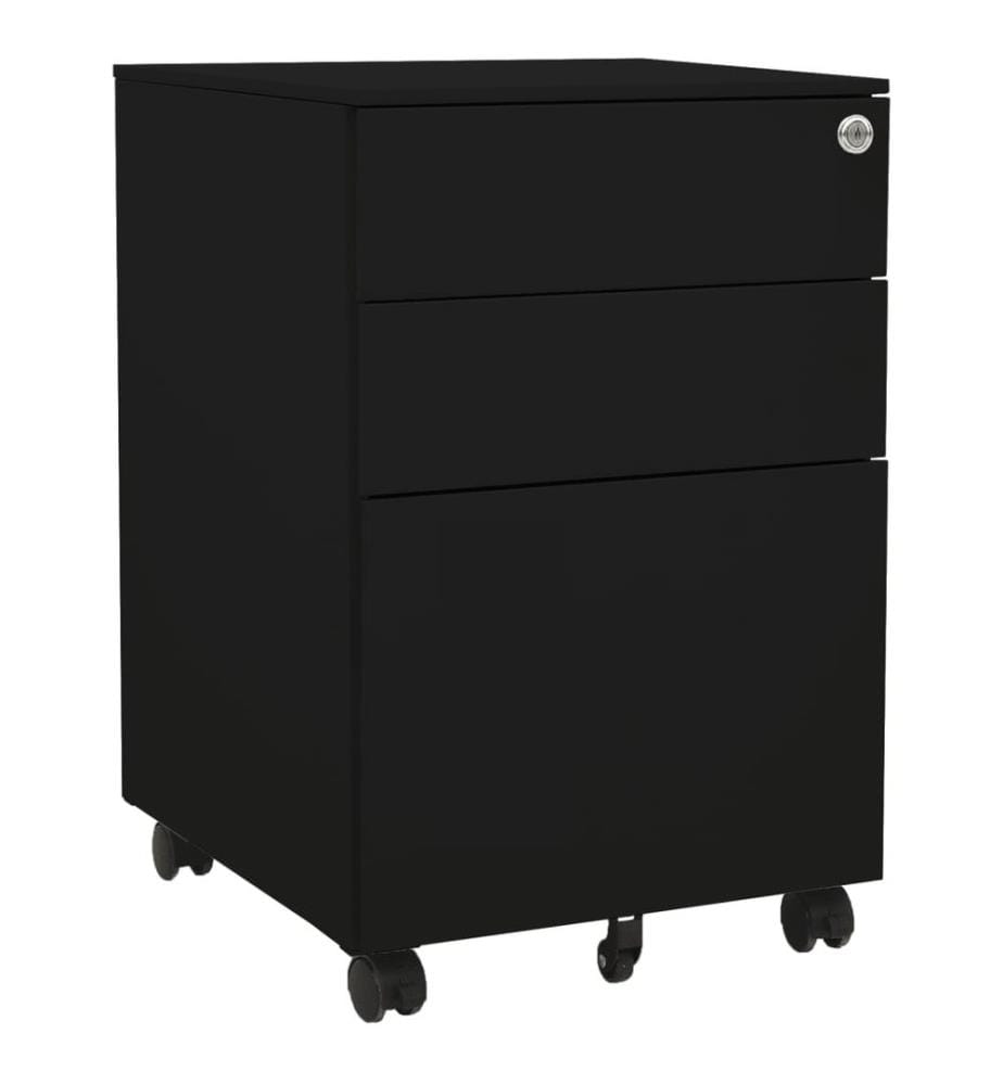 Aktenschrank mit Rollen Schwarz 39x45x60 cm Stahl