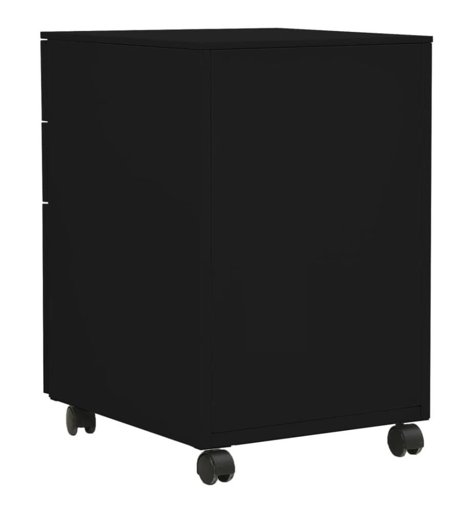 Aktenschrank mit Rollen Schwarz 39x45x60 cm Stahl