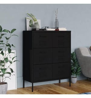 Schubladenschrank Schwarz 80x35x101,5 cm Stahl