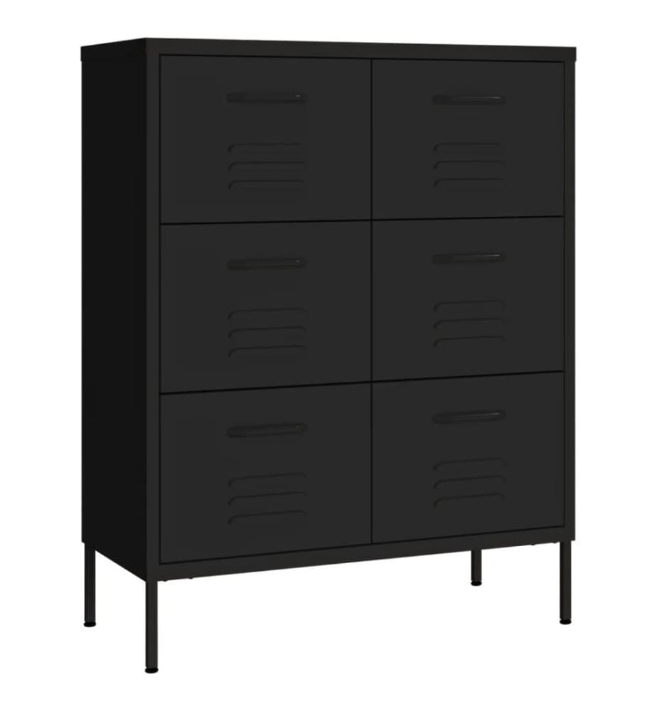 Schubladenschrank Schwarz 80x35x101,5 cm Stahl