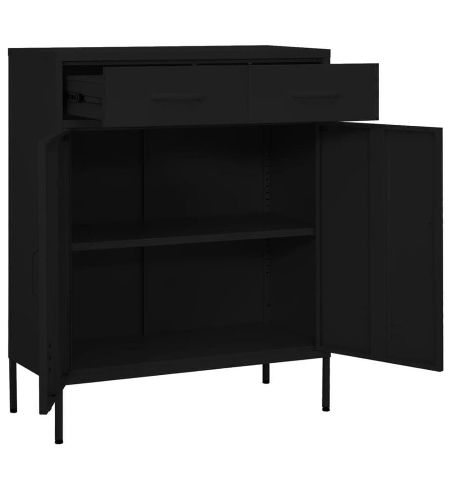 Lagerschrank Schwarz 80x35x101,5 cm Stahl