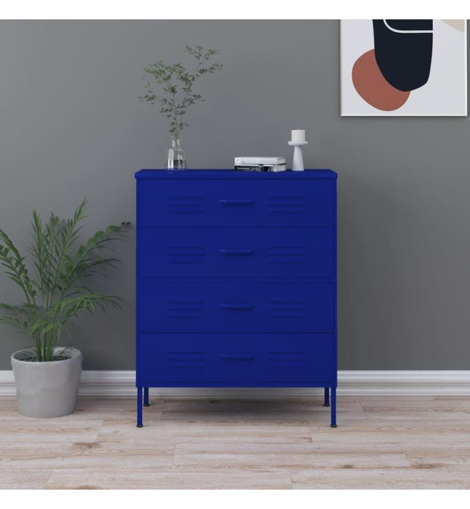 Kommode Marineblau 80x35x101,5 cm Stahl