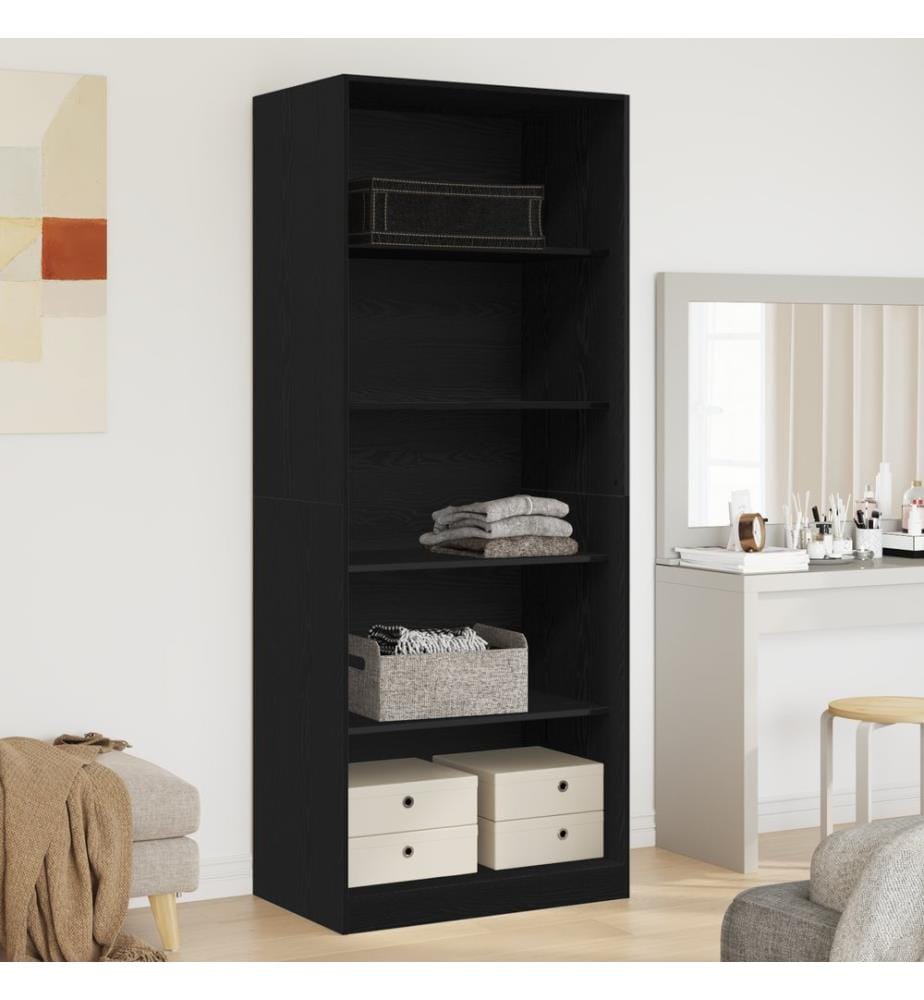 Kleiderschrank mit Regal Schwarz Eichen-Optik 80 x 50 x 200 cm