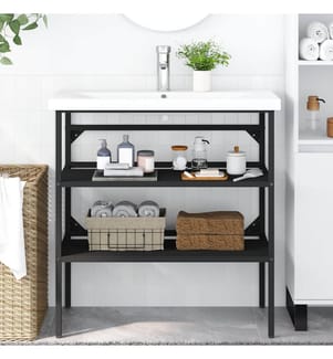 Badezimmer Waschtischgestell Schwarz 79x38x83 cm Eisen