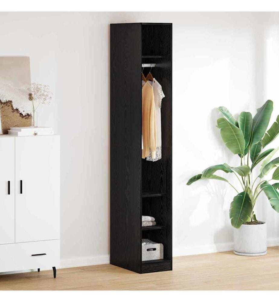 Kleiderschrank mit Regal Schwarz Eichen-Optik 50 x 30 x 200 cm