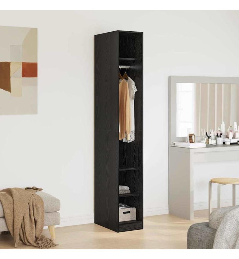 Kleiderschrank mit Regal Schwarz Eichen-Optik 50 x 30 x 200 cm