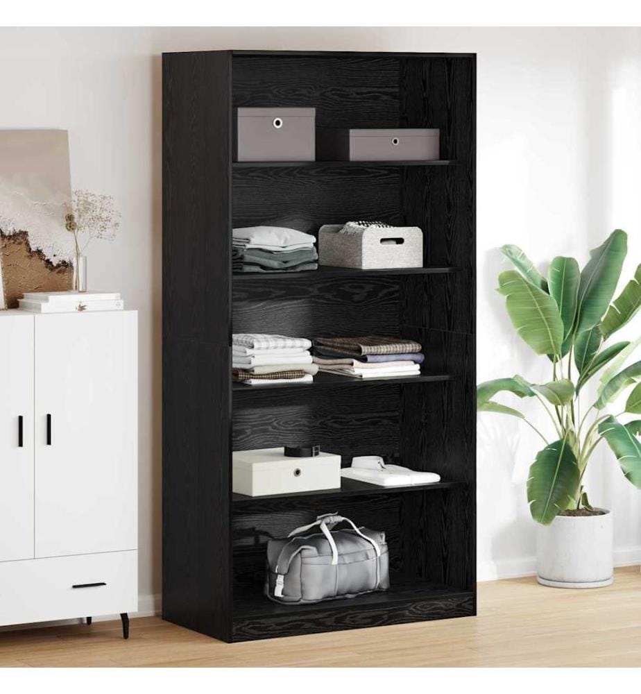 Kleiderschrank mit Regal Schwarz Eichen-Optik 100 x 50 x 200 cm