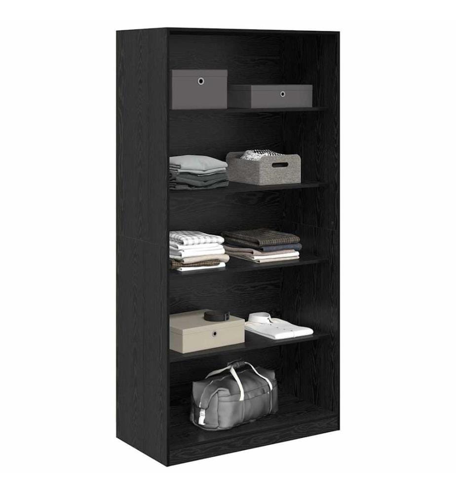 Kleiderschrank mit Regal Schwarz Eichen-Optik 100 x 50 x 200 cm