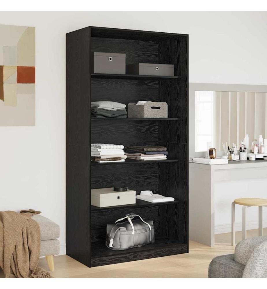 Kleiderschrank mit Regal Schwarz Eichen-Optik 100 x 50 x 200 cm