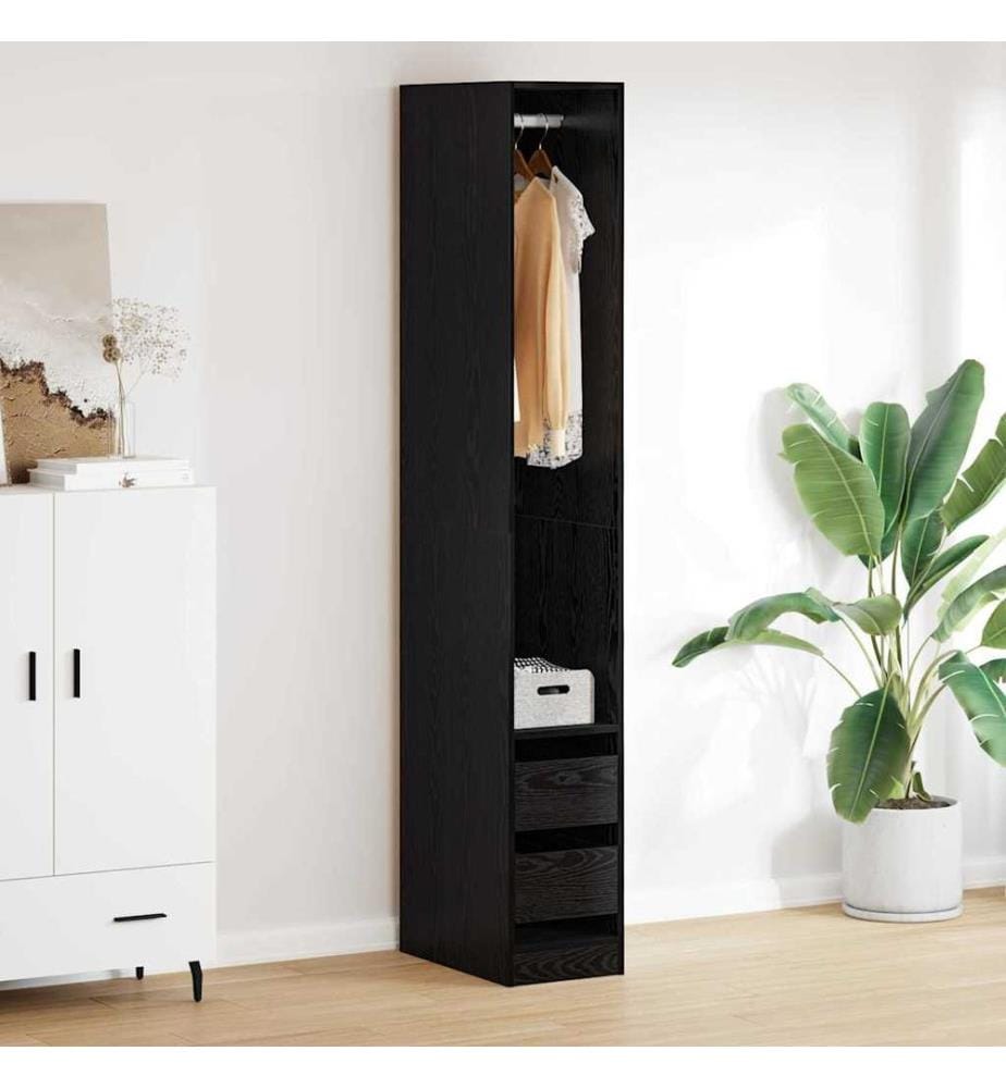 Kleiderschrank Schwarz Eichen-Optik 50 x 30 x 200 cm