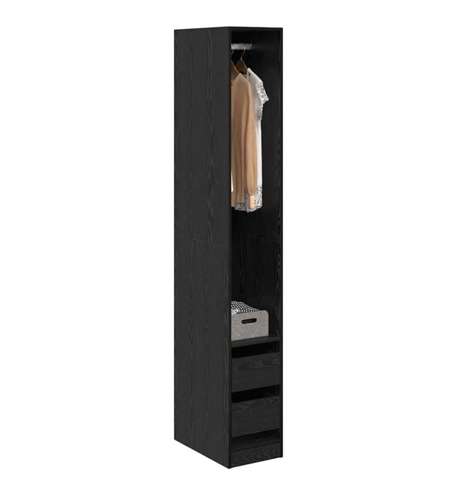 Kleiderschrank Schwarz Eichen-Optik 50 x 30 x 200 cm